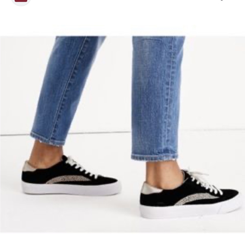 Madewell Sidewalk Low Top Suede & Spotted Calf Hair Sneakers